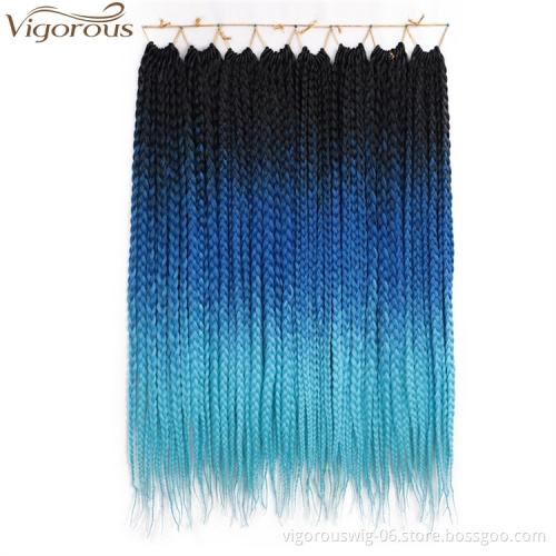 Cheap Price High Quality Rainbow Colored Box Braid Synthetic Crochet Hair Extensions Jumbo False Ombre Braiding Hair